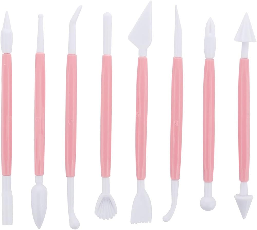 ScivoKaval Marshmallow Fondant Cake Decorating Hand Tool 12 Pcs 5 Sets Sugarcraft Gumpaste Icing Smoother Rolling Pin Trimmer Cutter Embosser Flower Scissor Modelling Accessories Supplies Kit Multi