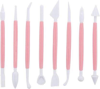 ScivoKaval Marshmallow Fondant Cake Decorating Hand Tool 12 Pcs 5 Sets Sugarcraft Gumpaste Icing Smoother Rolling Pin Trimmer Cutter Embosser Flower Scissor Modelling Accessories Supplies Kit Multi