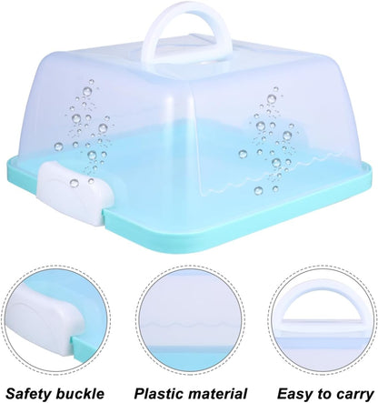 Square Cake Carrier Cover Portable Cake Carrier Cake Storage Box Handle Blue 8 Inch