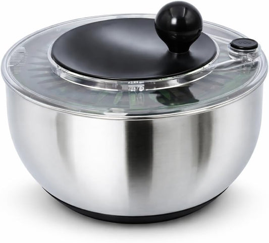 Stainless Steel Salad Spinner Large 5.28 Qt – Fast Drying Lettuce Spinner, Premium Durable Bowl for Washing & Drying Vegetables