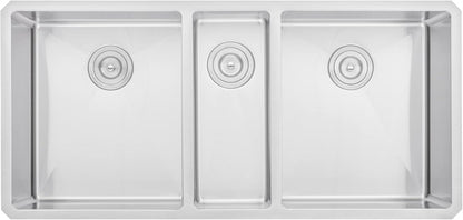 42 in. x 20 in. x 10 in. 16-Gauge Stainless Steel Undermount Triple Bowl Kitchen Sink with Collapsible Colander Set and Strainer