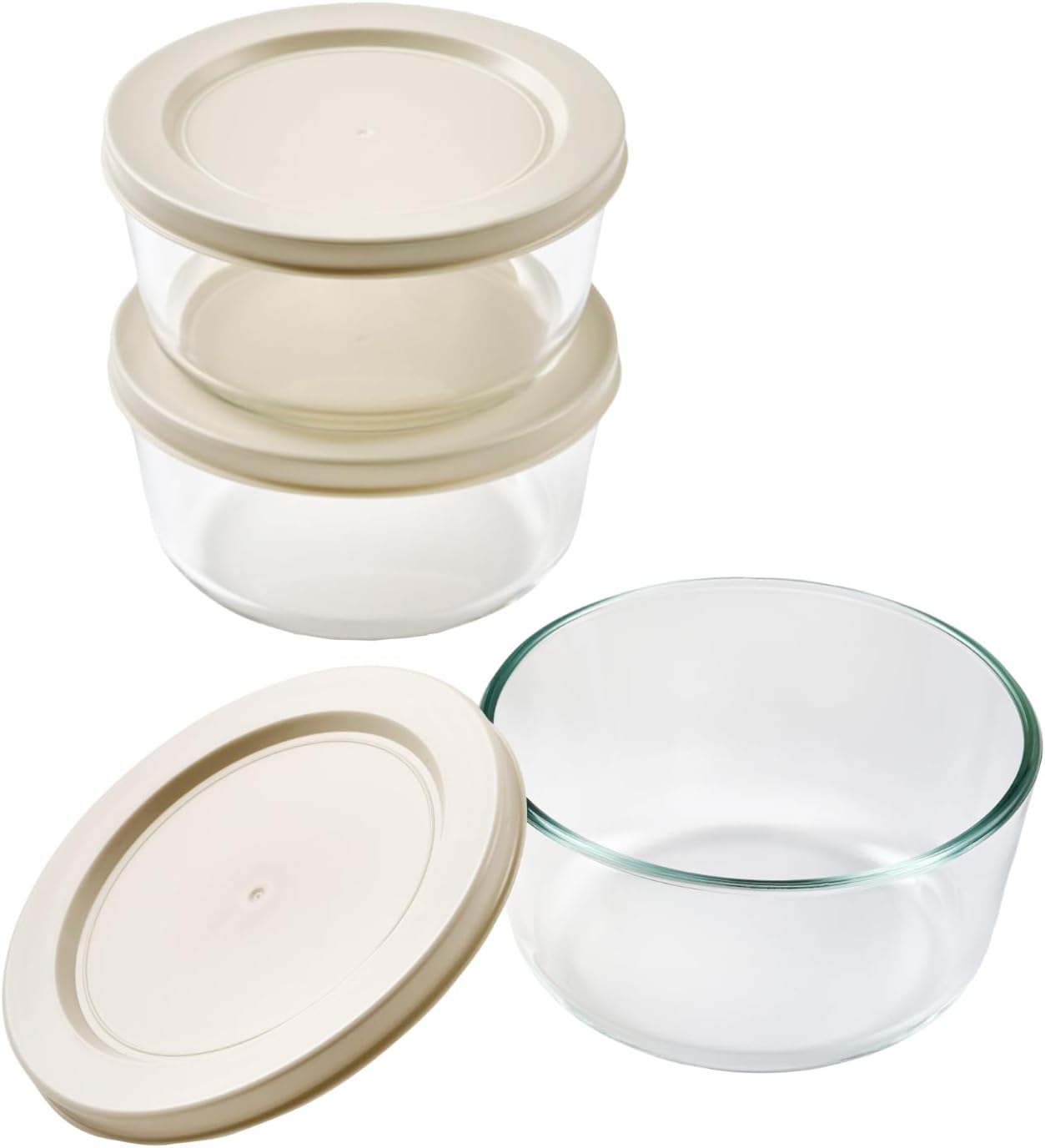 6-Piece Glass Food Storage Containers Set (3 Containers + 3 BPA-Free Lids) | 2-Cup, Leakproof | Microwave, Freezer, Oven & Dishwasher Safe | Ideal for Meal Prep & Pantry Organization, Pistachio