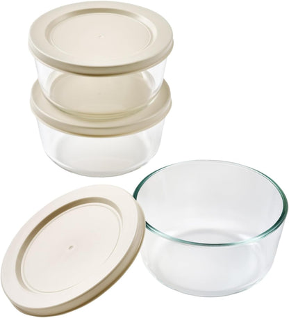 6-Piece Glass Food Storage Containers Set (3 Containers + 3 BPA-Free Lids) | 2-Cup, Leakproof | Microwave, Freezer, Oven & Dishwasher Safe | Ideal for Meal Prep & Pantry Organization, Pistachio