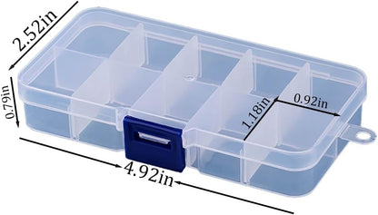 3pcs Clear Storage Small Parts Organizer Box Storage Bin With Dividers Multi Compartment for Beads Art DIY Tackle Box Organizer (10 - compartment in length)