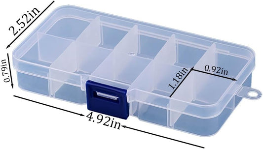 3pcs Clear Storage Small Parts Organizer Box Storage Bin With Dividers Multi Compartment for Beads Art DIY Tackle Box Organizer (10 - compartment in length)