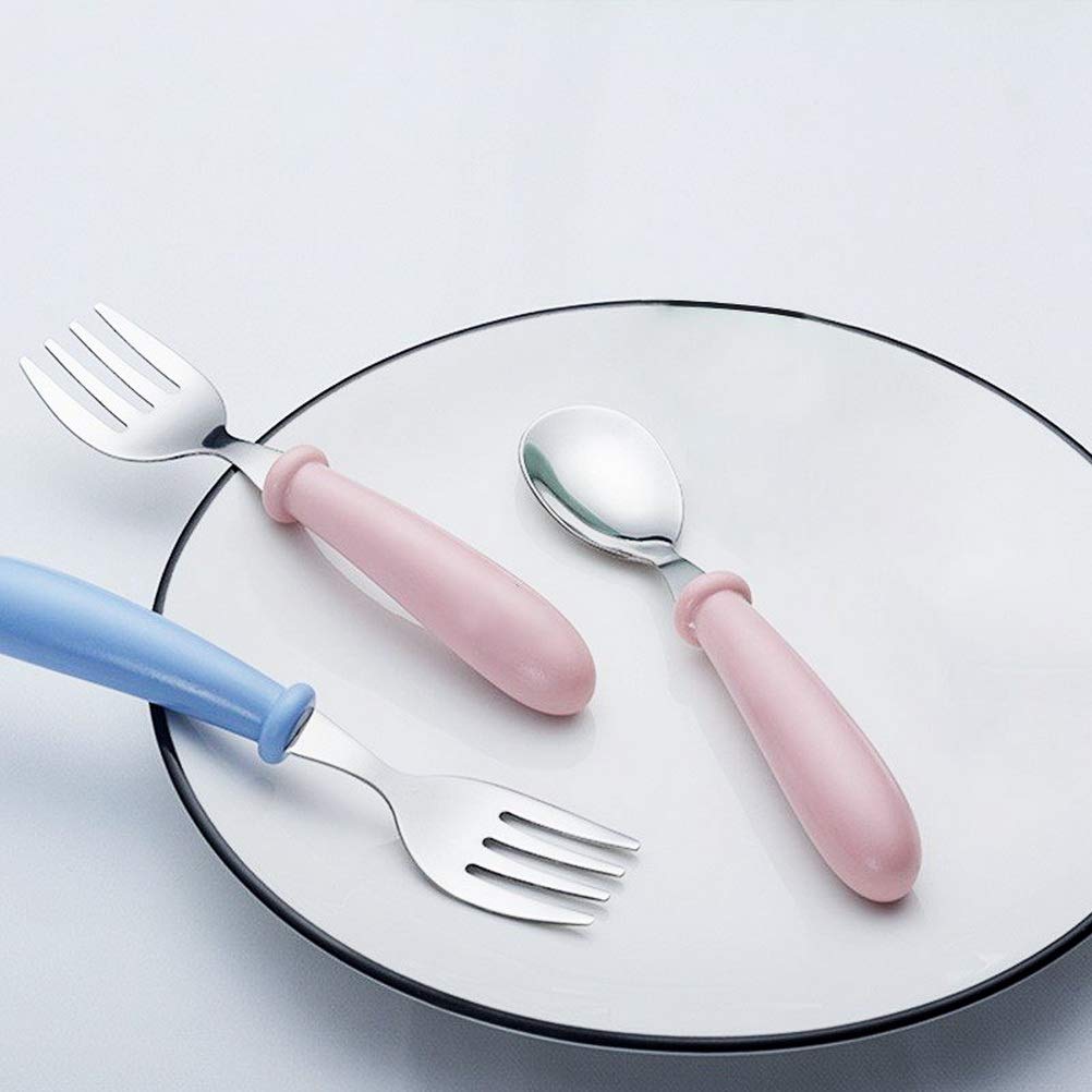 4 Pcs Toddler Utensils, Toddler Forks and Spoons,stainless Steel Baby Utensils Baby Silverware Set with Storage Box for Safe Dining
