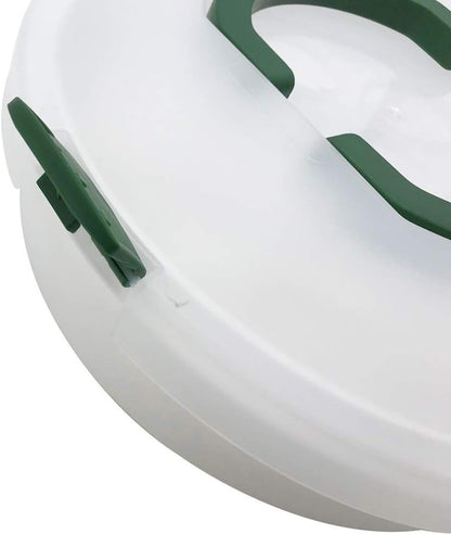 10 Inch Portable Pie Cupcake Carrier Deviled Egg Tray with Lid and Tray 3-In-1 Round Cupcake Container Egg Holder Muffin Tart Cookie Keeper Food (Green)