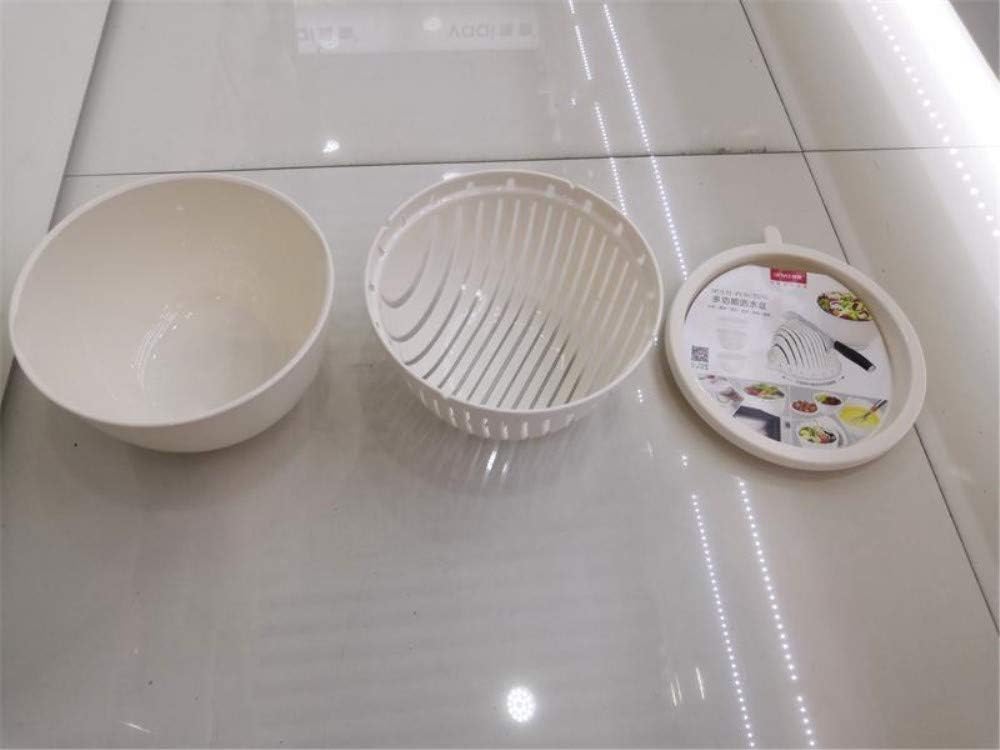 Easy Fruit Vegetable Salad Cutter Bowl, Multi-Function Kitchen Colander Strainer Double Layered Rotatable