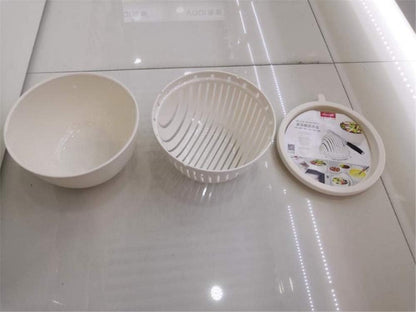 Easy Fruit Vegetable Salad Cutter Bowl, Multi-Function Kitchen Colander Strainer Double Layered Rotatable