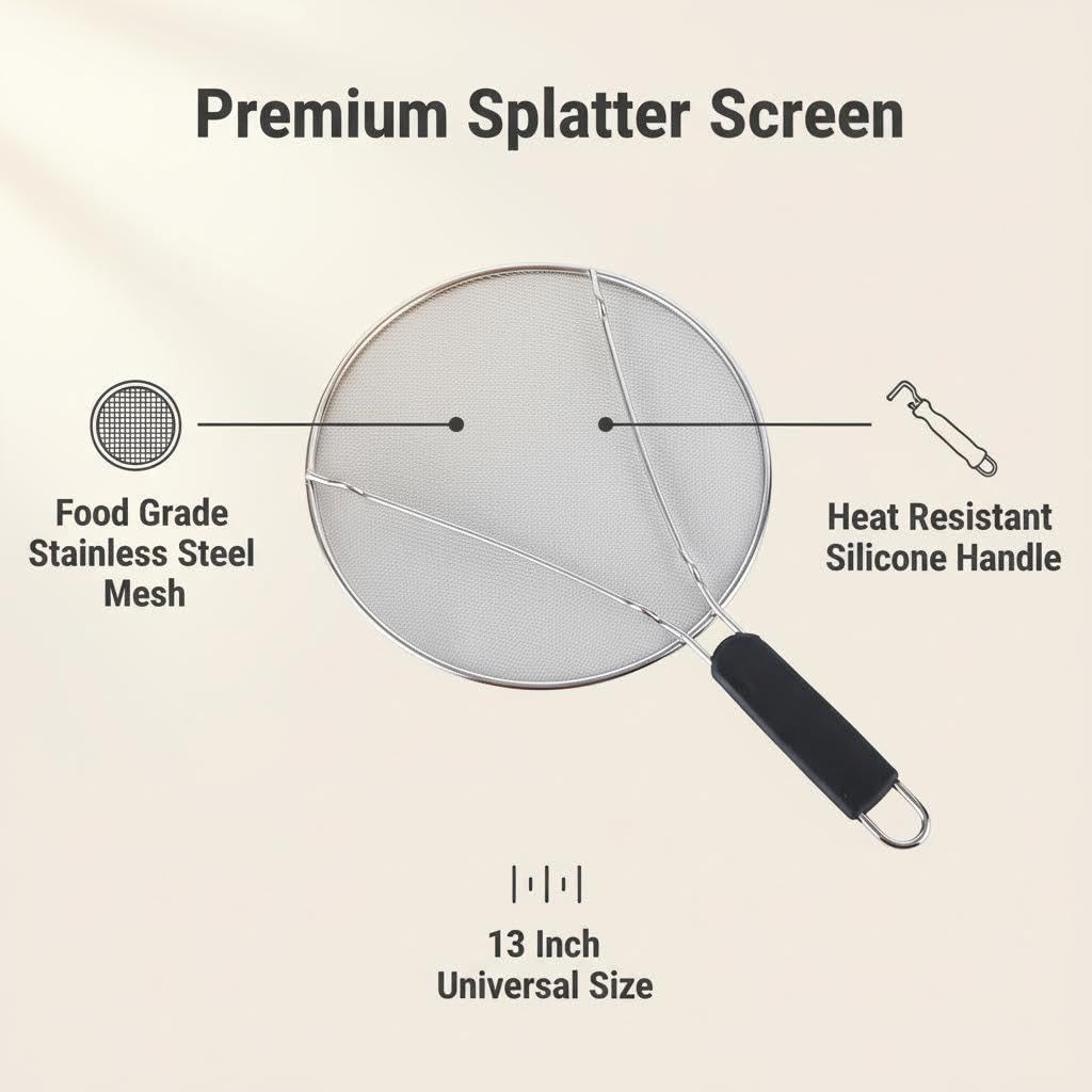 Stainless Steel Splatter Guard Set of 2 for Frying Pan – 13 Inch & 10 Inch Heavy Duty Grease Splatter Screen, Oil Splash Guard for Cooking, Dishwasher Safe, Easy to Hang