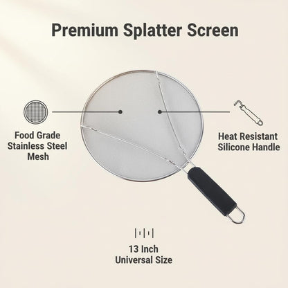 Stainless Steel Splatter Guard Set of 2 for Frying Pan – 13 Inch & 10 Inch Heavy Duty Grease Splatter Screen, Oil Splash Guard for Cooking, Dishwasher Safe, Easy to Hang