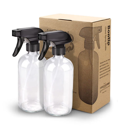 Bontip Glass Spray Bottle 16 oz for Cleaning, Plants (2 Pack, Amber)
