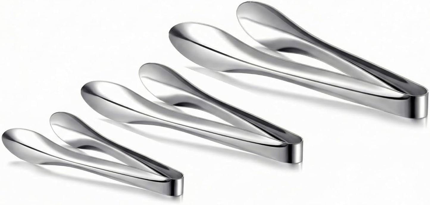 2 Pack Polished Stainless Steel Serving Tongs 9 and 12 Inch Metal Food Silver Tong for Buffet Salad BBQ Grilling Heavy Duty Kitchen Utensils for Cooking Catering Wedding Party