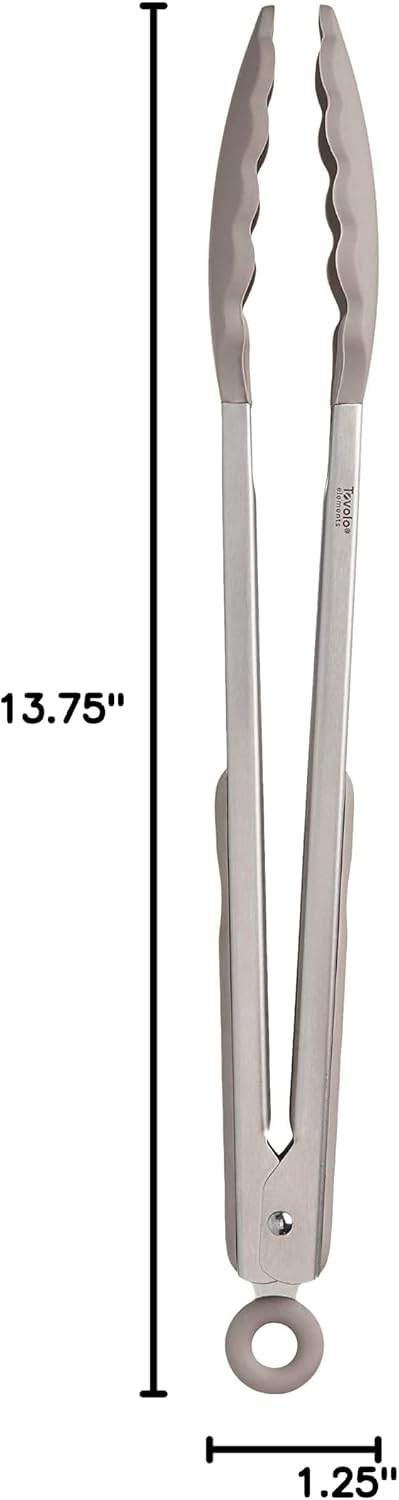 Tovolo Stainless Steel Tongs with Silicone Tips Set of 3 Mini 7” 9” 12 Inch with Easy Lock Mechanism for Cooking Grilling Air Fryer Serving, Red Black Charcoal Gray Heat Resistant Kitchen Tongs
