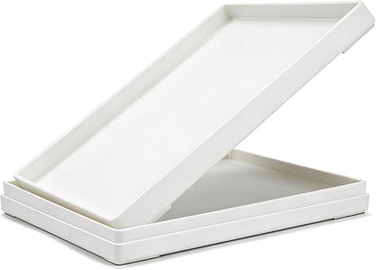 Plastic Serving Tray for Party Supplies Serving Platter for Food Reusable Platters for Catering Snack Fruit Charcuterie Appetizer Hosting Essentials (4pcs Black, 13 × 4.7 in)