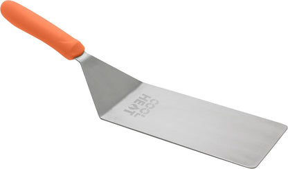 Winco 8" x 4" Orange Cool Touch Handle Griddle Turner/Spatula