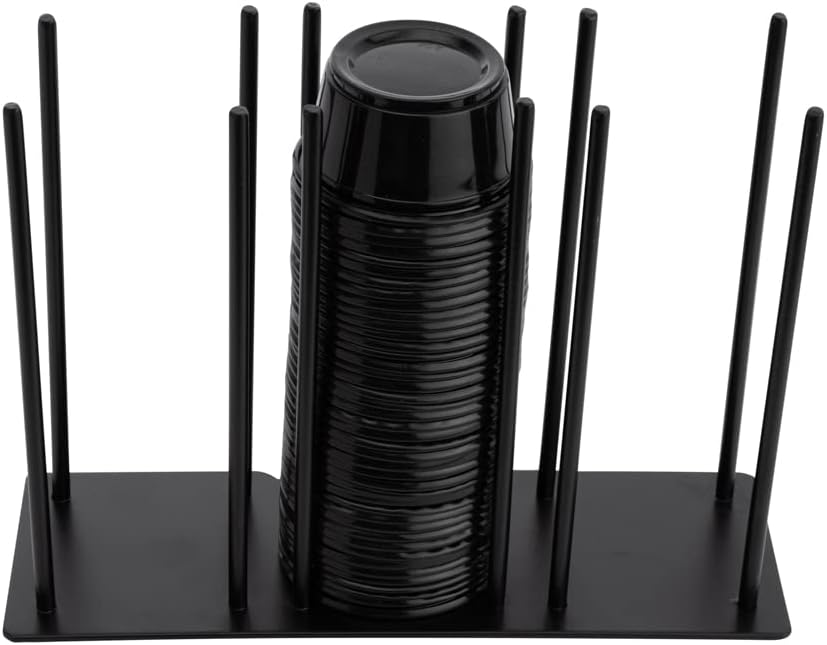 RW Base Black Iron Horizontal Portion Cup / Lid Organizer - 3 Section - 8 1/4" x 3" x 6" - 1 count box