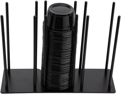 RW Base Black Iron Horizontal Portion Cup / Lid Organizer - 3 Section - 8 1/4" x 3" x 6" - 1 count box