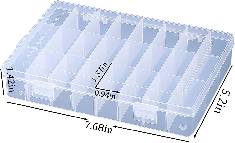 3pcs Clear Storage Small Parts Organizer Box Storage Bin With Dividers Multi Compartment for Beads Art DIY Tackle Box Organizer (10 - compartment in length)