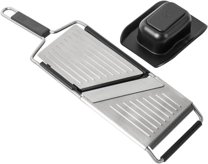 Kuhn Rikon Essential Mandoline Slicer – Adjustable Stainless Steel Blade for Vegetables & Fruit – Non-Slip Base, Safety Hand Guard Included