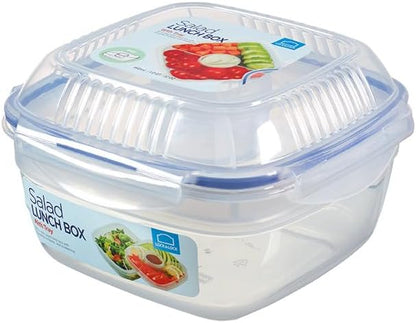 LOCK & LOCK Easy Essentials On The Go Meal Prep Lunch Box, Airtight Containers with Lid, BPA Free, Square (4 Section) -29 oz, Clear