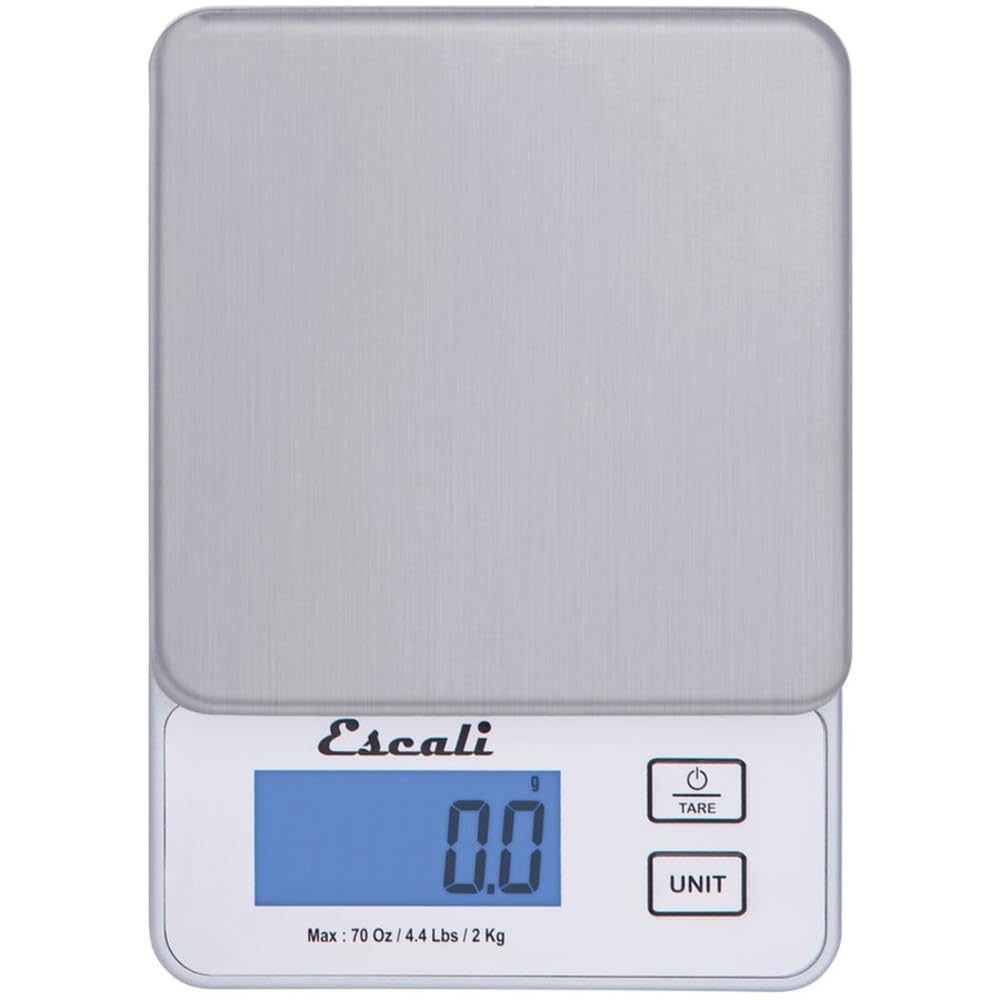 Escali Vera PR2000S Compact High Precision Kitchen/Baking/Herb Scale, Measures Liquid and Dry Ingredients, LCD Digital Display, 4.4lb Capacy, Silver