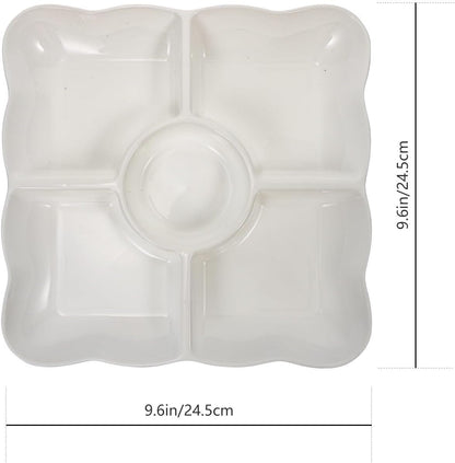 KICHOUSE Candy Tier Tray Fruit Tray Simple Food Storage Desktop Snack Storage Plate Grid Design