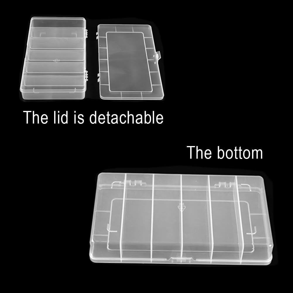 Vidifor 2 Packs 8-Compartments Art Supply Container, Clear Plastic Organizer Box with Dividers for Crafts Jewelry Fishing Tackles Hardware Metal
