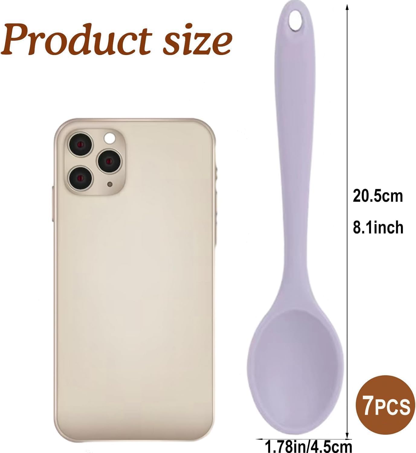 7PCS Silicone Serving Spoons Set,Vituer Heat Resistant Kitchen Mixing Slotted Spoons for Cooking,Non-stick Silicone Basting Spoon Slotted Spoons Utensil for Mixing,Baking, (7Light Colors,8.1")