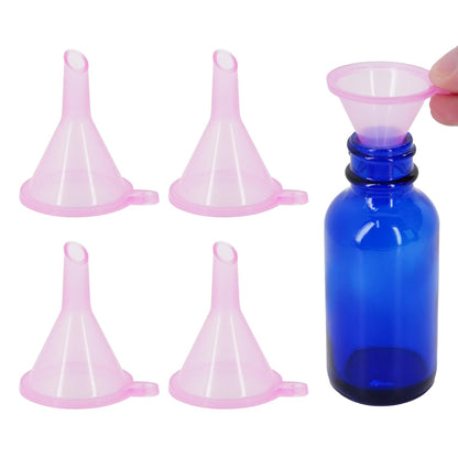 Mini Funnel 4-Pack for Lab Bottles, Sand Art, Perfume, Spice, Powder, Essential Oil, Recreational, Kitchen Food Grade Small Plastic (4colors)
