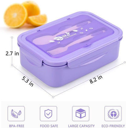 Bento Boxes for Adults - 1100 ML Bento Lunch Box Container For Kids With Spoon & Fork - Durable Perfect Size for On-the-Go Meal, BPA-Free and Food-Safe Materials(Grey)