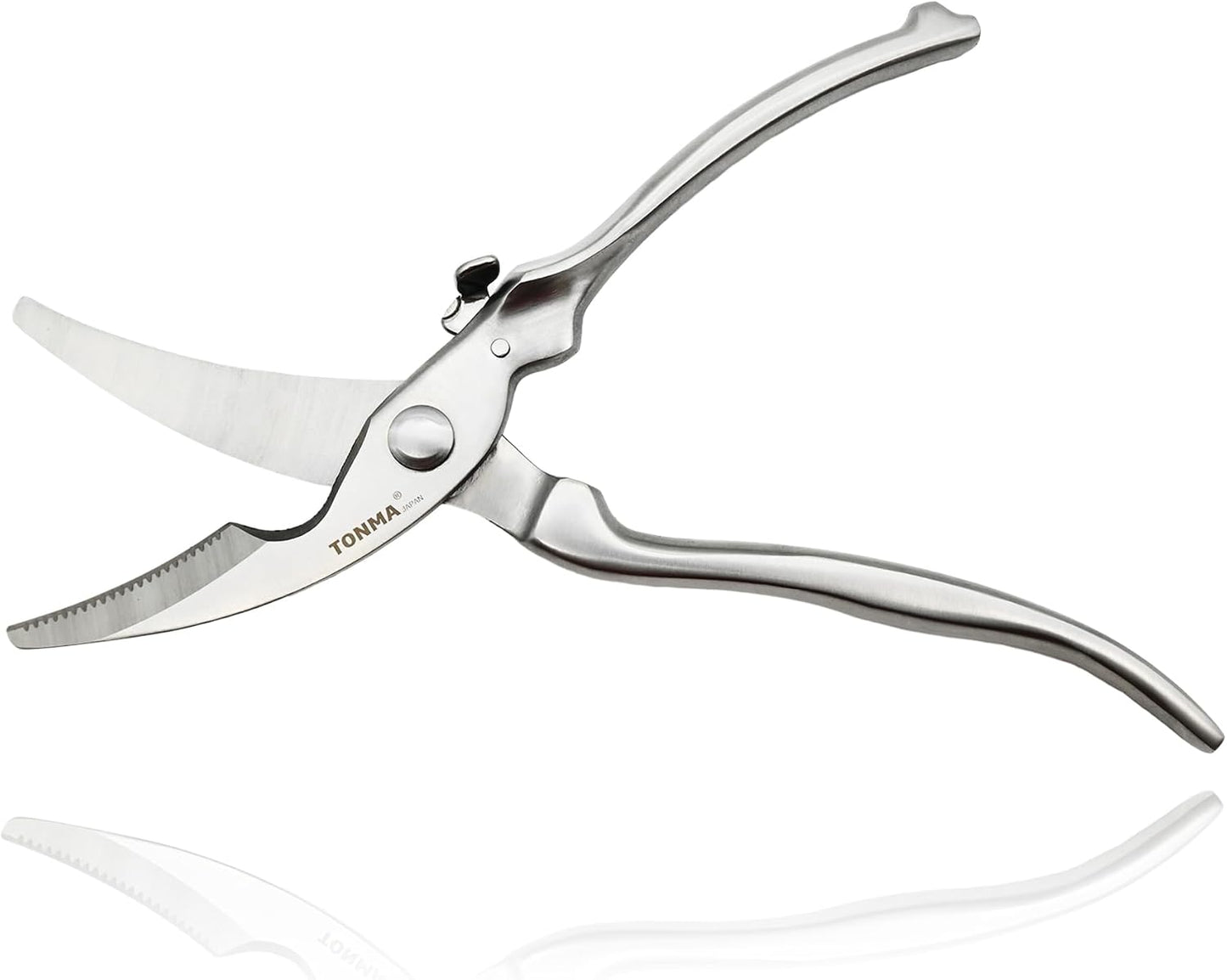 TONMA Kitchen Scissors All Purpose [Made in Japan] Full Metal Stainless Steel Japanese Kitchen Shears Heavy Duty with Micro Serrated, Cooking Scissors for Food Ergonomic Dishwasher Safe