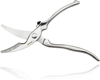 TONMA Kitchen Scissors All Purpose [Made in Japan] Full Metal Stainless Steel Japanese Kitchen Shears Heavy Duty with Micro Serrated, Cooking Scissors for Food Ergonomic Dishwasher Safe