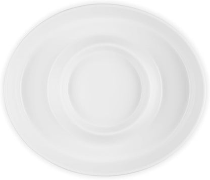 Le Creuset Stoneware Signature Oval Chip and Dip Platter, 13", White