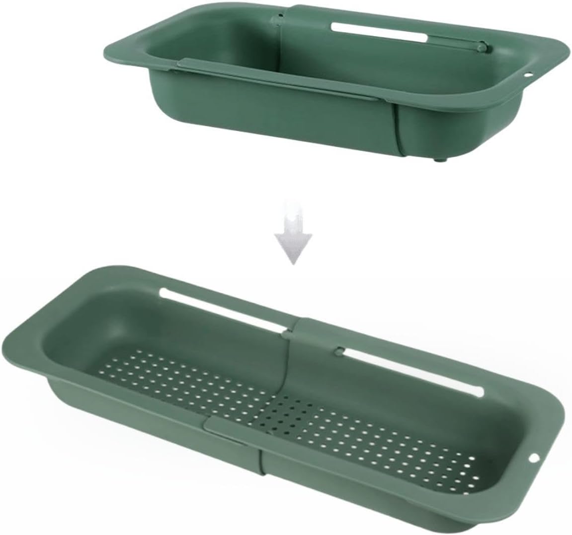 Extendable Over the Sink Colander Strainer Basket, Plastic Retractable Kitchen Sink Basket - Wash Vegetables, Fruits, Drain Pasta and Dry Dishes L (black XL)