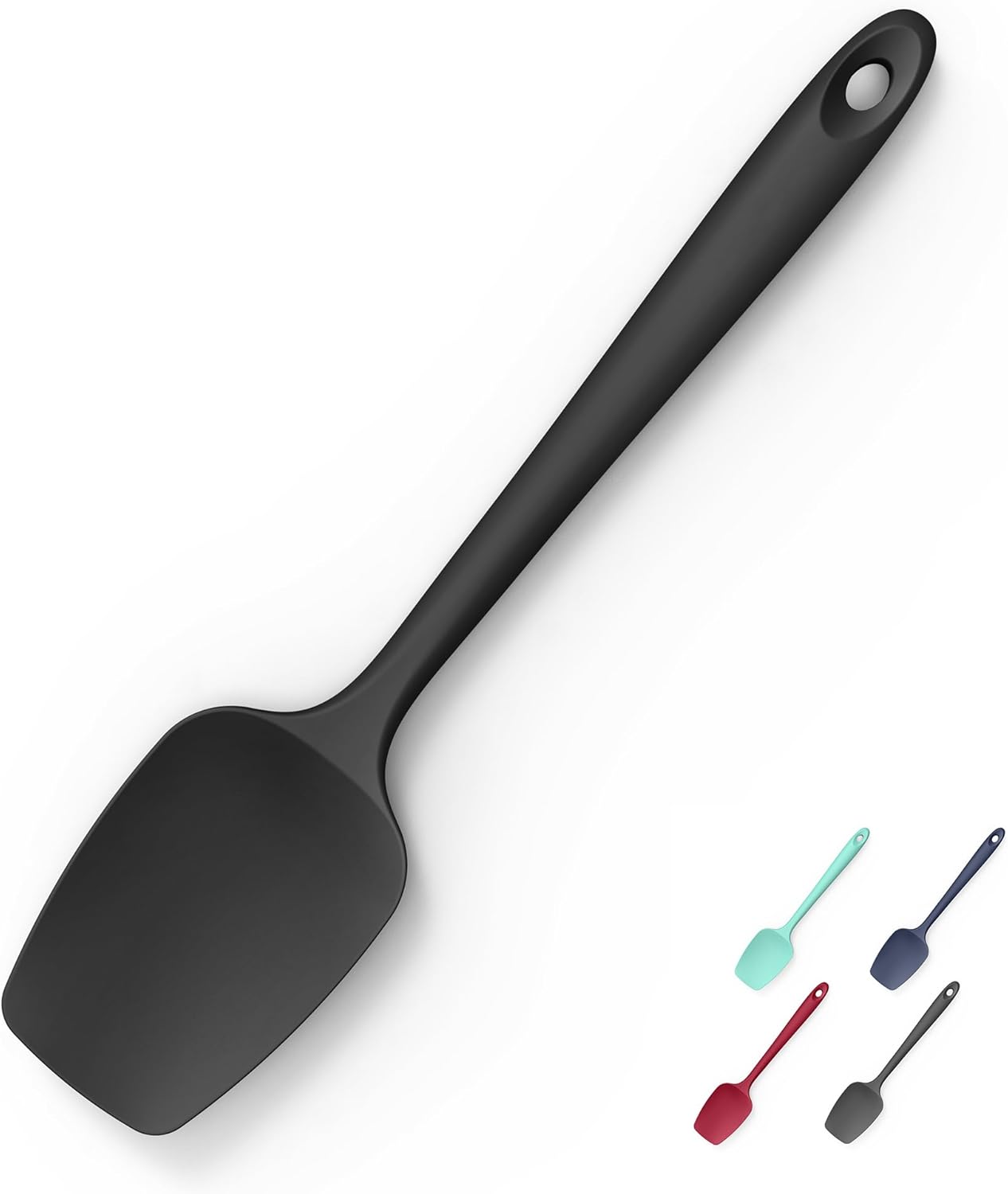 2-Piece Silicone Scraper & Spoon Spatulas: Doosu 600°F Heat Resistant Food Grade BPA Free Rubber Baking Flat Spatula Kitchen Cooking Spoonula for Mixing Scraping Folding Stirring Serving (Aqua Sky)