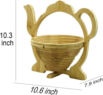 MYOSOTIS Foldable Fruit Basket Collapsible Bamboo Fruit and Veggie Basket Fruit Bowl Holder and Dried Fruit Basket For Holiday Party (Duck)