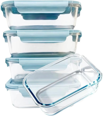 5Pack (32oz-3 Compartments with Lunch Bag) Glass Food Storage Containers with Lids for Kitchen Meal Prep, Fridge Organization, Lunch Box