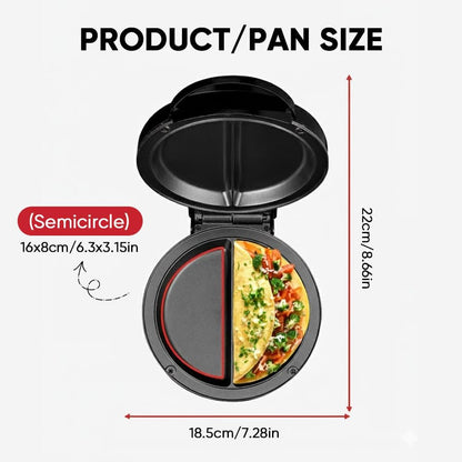 Dual Zone Electric Omelette Maker 2026|Non-Stick Double Omelet Pan with Fast Heating|Perfect for 2 Eggs,Breakfast Sandwiches,Frittatas|1000W Compact Kitchen Appliance (Black)