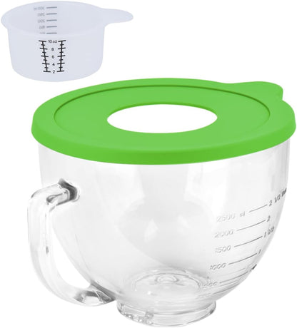 Stainless Steel Bowl Compatible with Kitchenaid Mixer 4.5/5QT，With Grey Lid,5 Quart Stainless Bowl for Kitchen Aid Mixing,With Green Lid