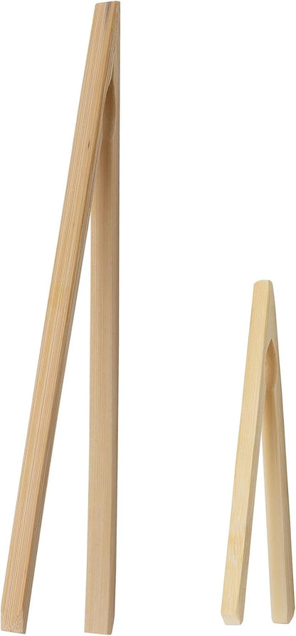 HIC Kitchen Toast Tongs, Natural Bamboo, 6.5-Inches