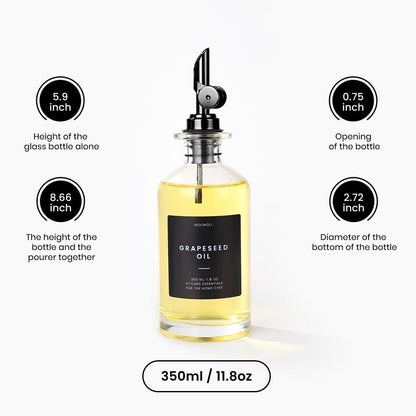 Molimoli - Premium Olive Oil Dispenser Bottles for Kitchen with Pourer - Oil and Vinegar Dispenser Set, Glass Dispenser for Kitchen, Dispenser Bottle of 350ml