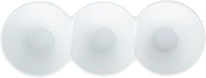 Restaurantware-9.1 x 4.9 x 2.3 Inch Double Dip Bowls, 1 Microwavable Condiment Server - 2 Compartments, Microwavable, White Porcelain Dip Tray, Dishwashable, For Snacks, Condiments, Or Toppings