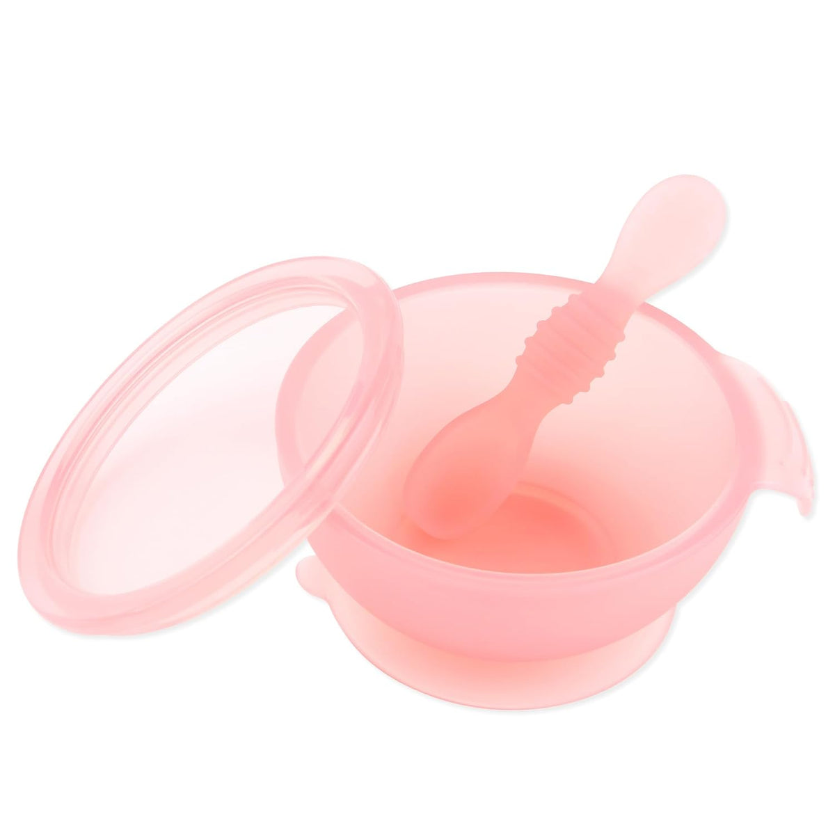 Bumkins Baby Bowl, Silicone Feeding Set with Suction for Baby and Toddler, Includes Spoon and Lid, First Feeding Set, Training Essentials for Baby Led Weaning for Babies 4 Months Up, Sage