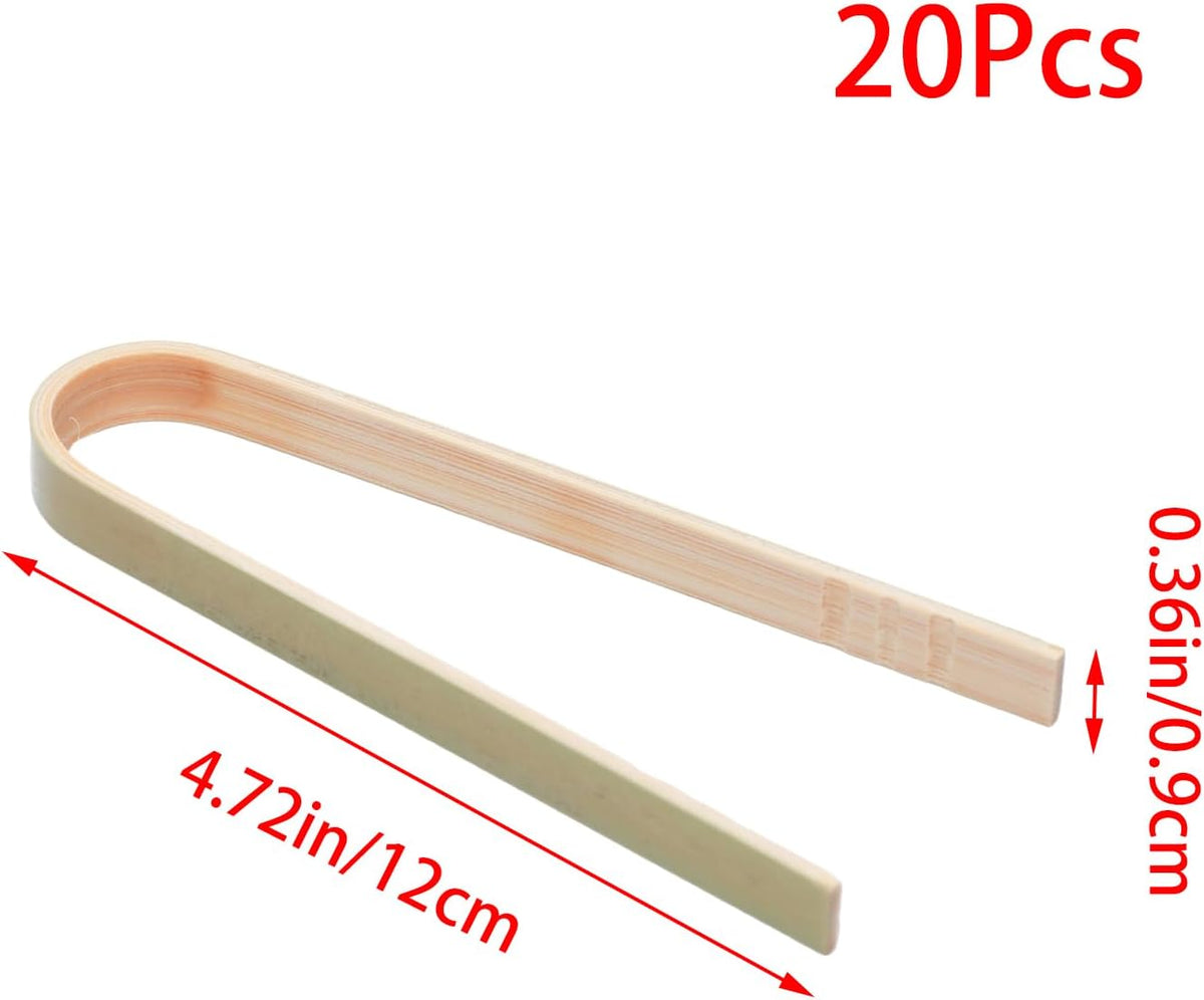 20 Pieces 9cm Bamboo Charcuterie Tongs Set