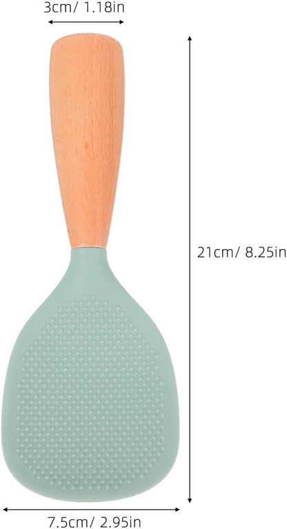 MAGICLULU Silicone Rice Paddle with Wooden Handle, Non Stick Rice Spoon