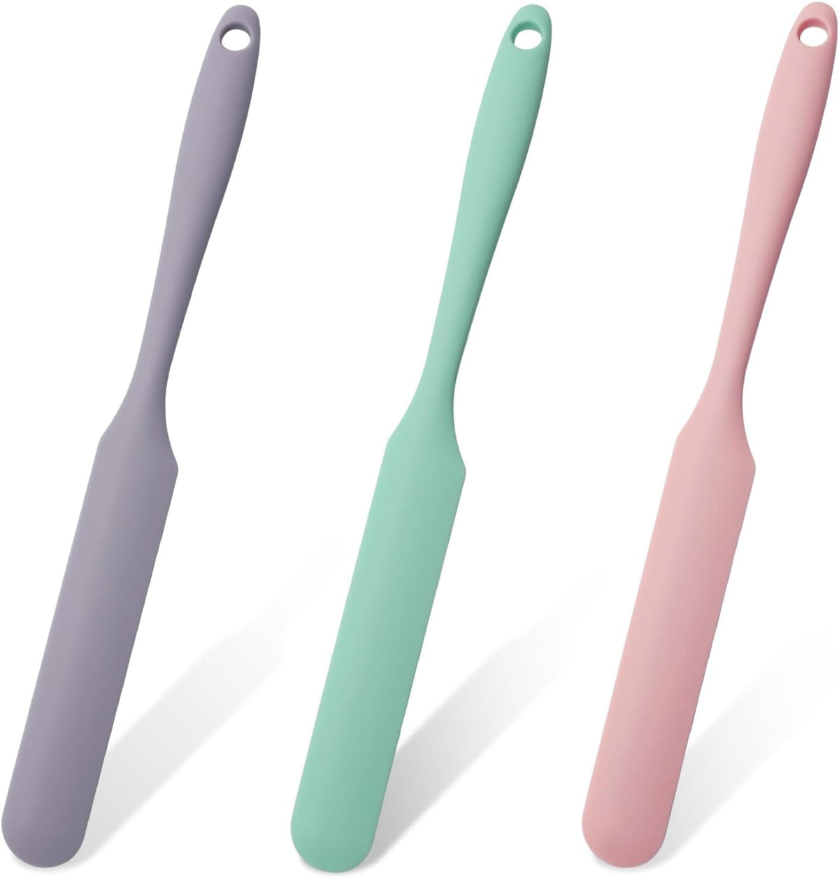 Silicone Jar Spatula Set 3Pcs, Purple, Pink, Green