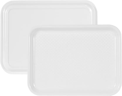 2pcs Melamine Serving Trays Set Two Tone 14.5" x 11" Large White Black Reusable Serving Platters for Cookie, Appetizer, Snack, Dessert, Party Food Display, Rectangular Party Trays and Platters
