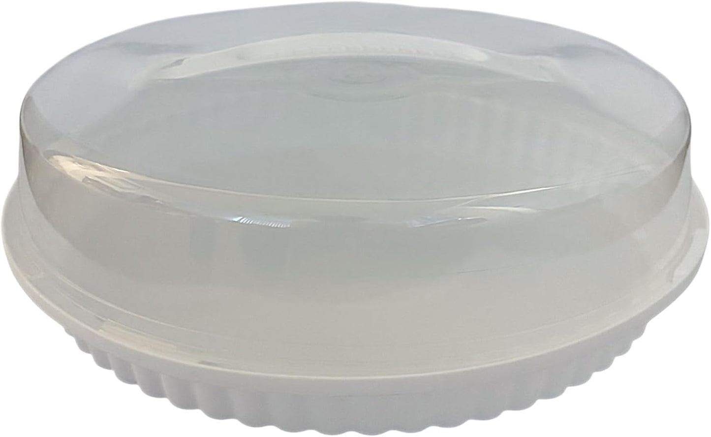 2-Pack Plastic Pie Carriers with Lids – BPA-Free, Clear Dome with White Fluted Base – Fits 10” Pies – Freezer Safe, Slide Lock, Built-in Handle – Pie Storage & Transport Set