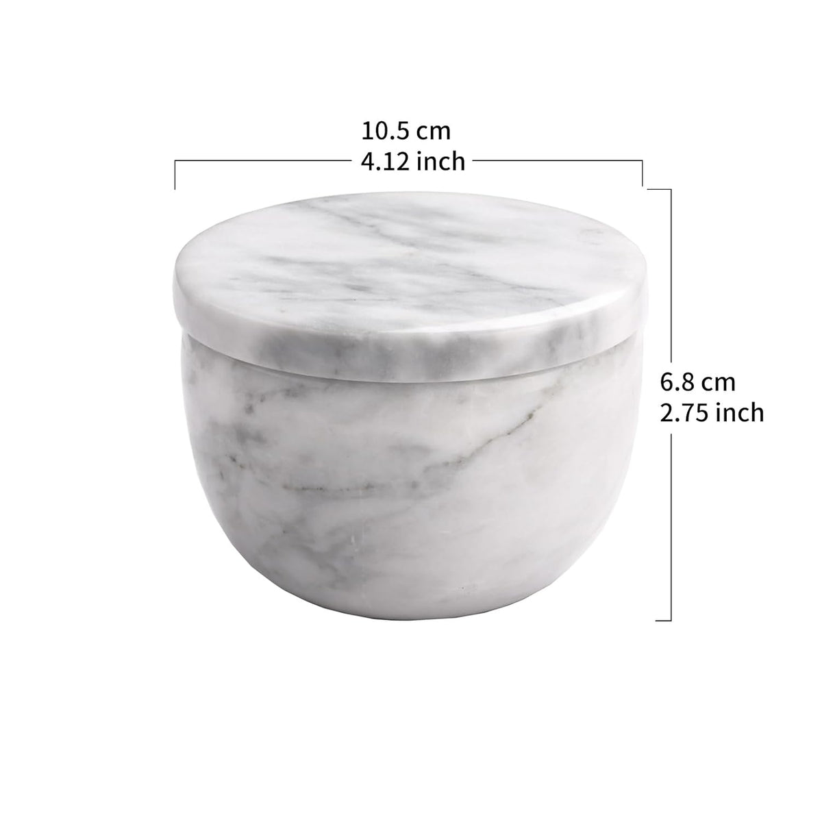 jalz jalz Acacia Wood Salt Cellar with white Marble Lid, 10oz Pinch Pot & Spoon